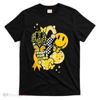 Fight For A Cure Retro Smile Face Childhood Cancer T-Shirt thumb 0