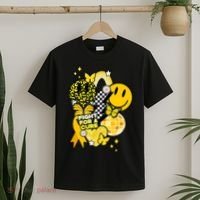 Fight For A Cure Retro Smile Face Childhood Cancer T-Shirt thumb 2