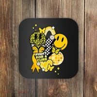 Fight For A Cure Retro Smile Face Childhood Cancer Coaster thumb 0
