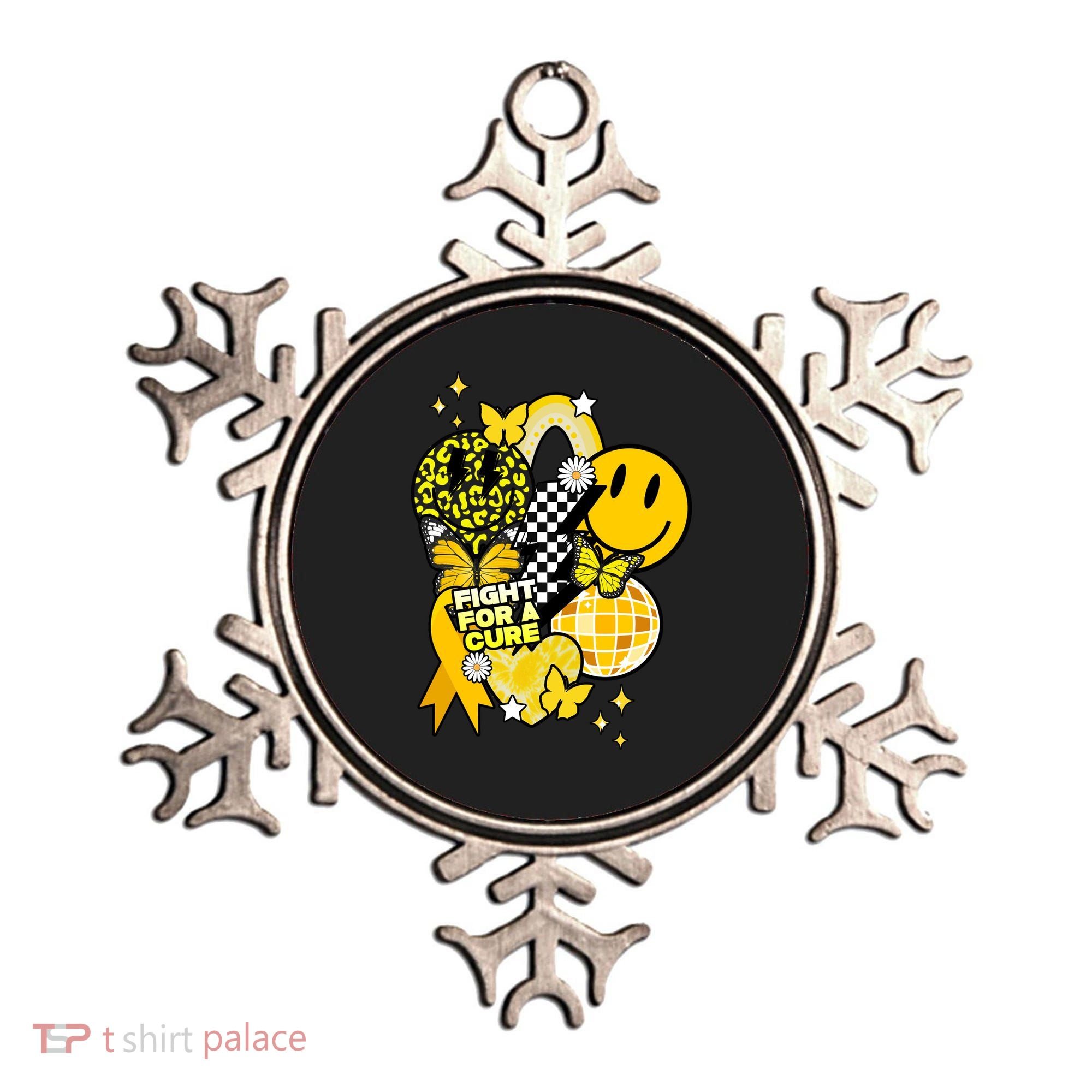 Fight For A Cure Retro Smile Face Childhood Cancer Ornament
