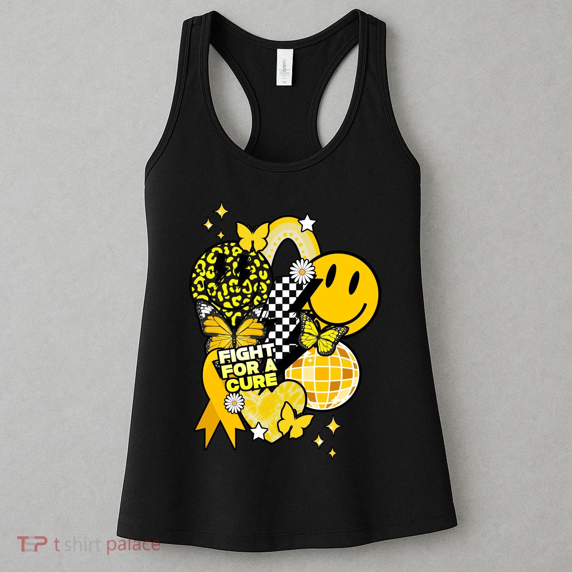 Fight For A Cure Retro Smile Face Childhood Cancer Women's Tank Top
