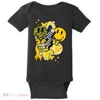 Fight For A Cure Retro Smile Face Childhood Cancer Baby Bodysuit thumb 0