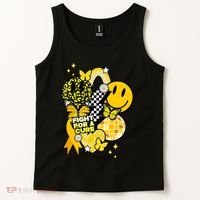 Fight For A Cure Retro Smile Face Childhood Cancer Tank Top thumb 2