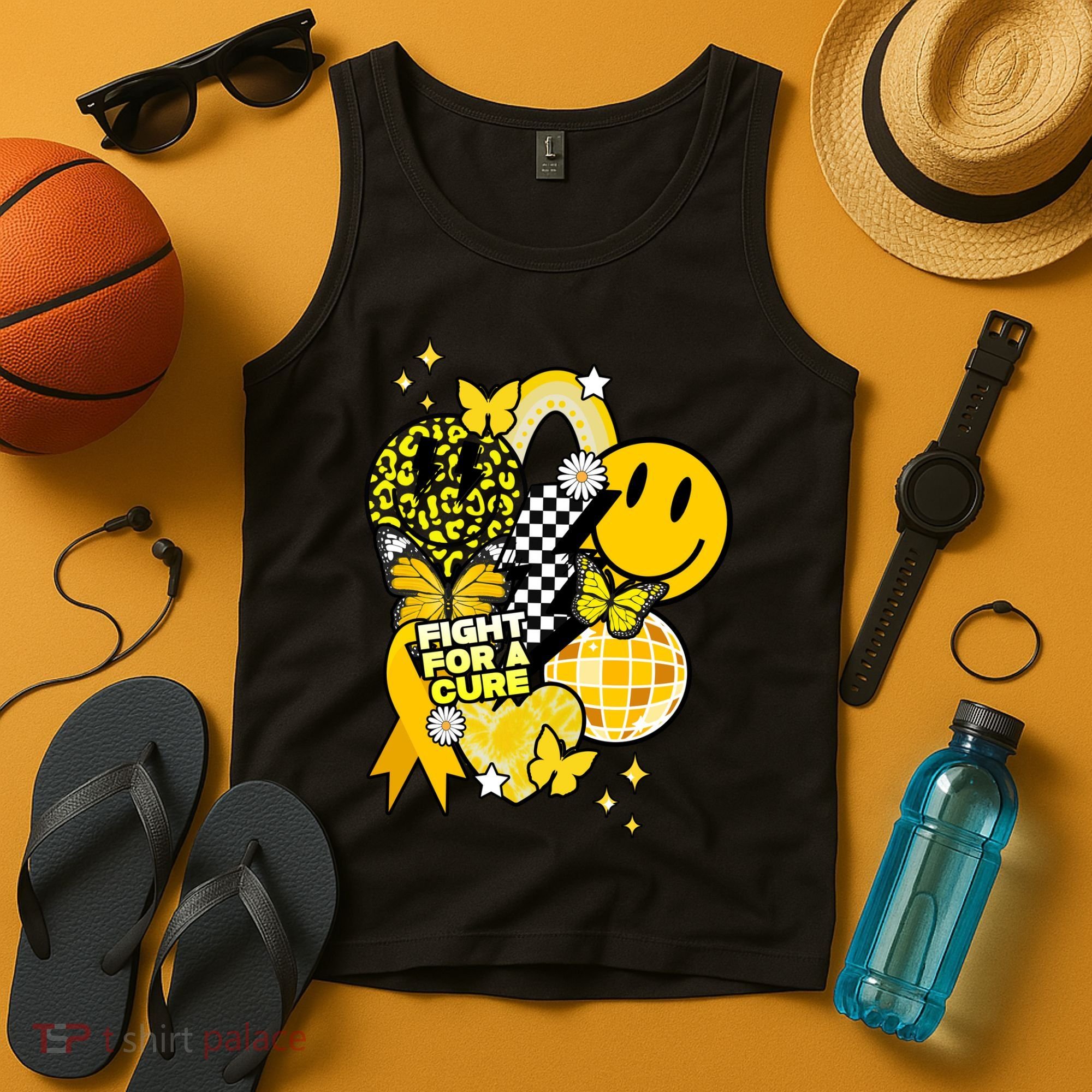 Fight For A Cure Retro Smile Face Childhood Cancer Tank Top