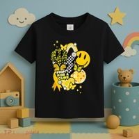 Fight For A Cure Retro Smile Face Childhood Cancer Toddler T-Shirt thumb 3
