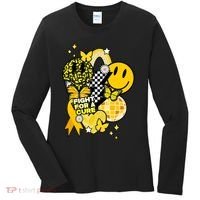 Fight For A Cure Retro Smile Face Childhood Cancer Women's Long Sleeve Shirt thumb 0