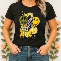 Fight For A Cure Retro Smile Face Childhood Cancer Women's T-Shirt thumb 2