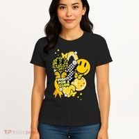 Fight For A Cure Retro Smile Face Childhood Cancer Women's T-Shirt thumb 4