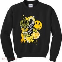 Fight For A Cure Retro Smile Face Childhood Cancer Kids Sweatshirt thumb 0