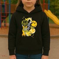 Fight For A Cure Retro Smile Face Childhood Cancer Kids Hoodie thumb 3