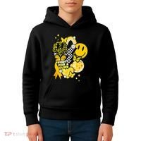 Fight For A Cure Retro Smile Face Childhood Cancer Kids Hoodie thumb 4