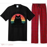 Funny Fluff Around Find Out Humor Sarcastic Black Cat Pajama Set thumb 0