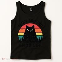 Funny Fluff Around Find Out Humor Sarcastic Black Cat Tank Top thumb 2