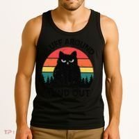 Funny Fluff Around Find Out Humor Sarcastic Black Cat Tank Top thumb 3