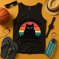 Funny Fluff Around Find Out Humor Sarcastic Black Cat Tank Top thumb 4