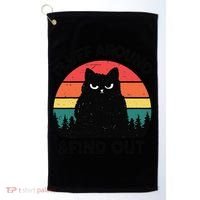 Funny Fluff Around Find Out Humor Sarcastic Black Cat Golf Towel thumb 0