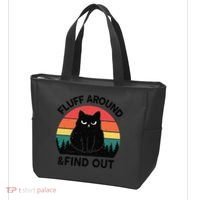 Funny Fluff Around Find Out Humor Sarcastic Black Cat Tote Bag thumb 3