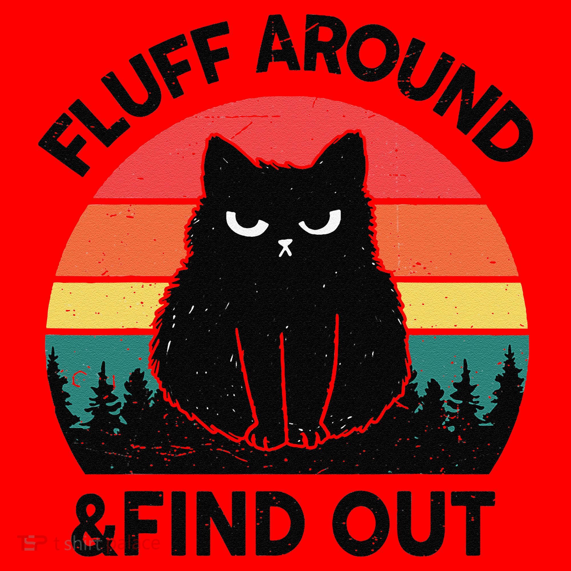 Funny Fluff Around Find Out Humor Sarcastic Black Cat Santa Hat