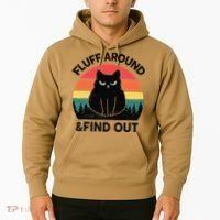 Funny Fluff Around Find Out Humor Sarcastic Black Cat Hoodie thumb 2