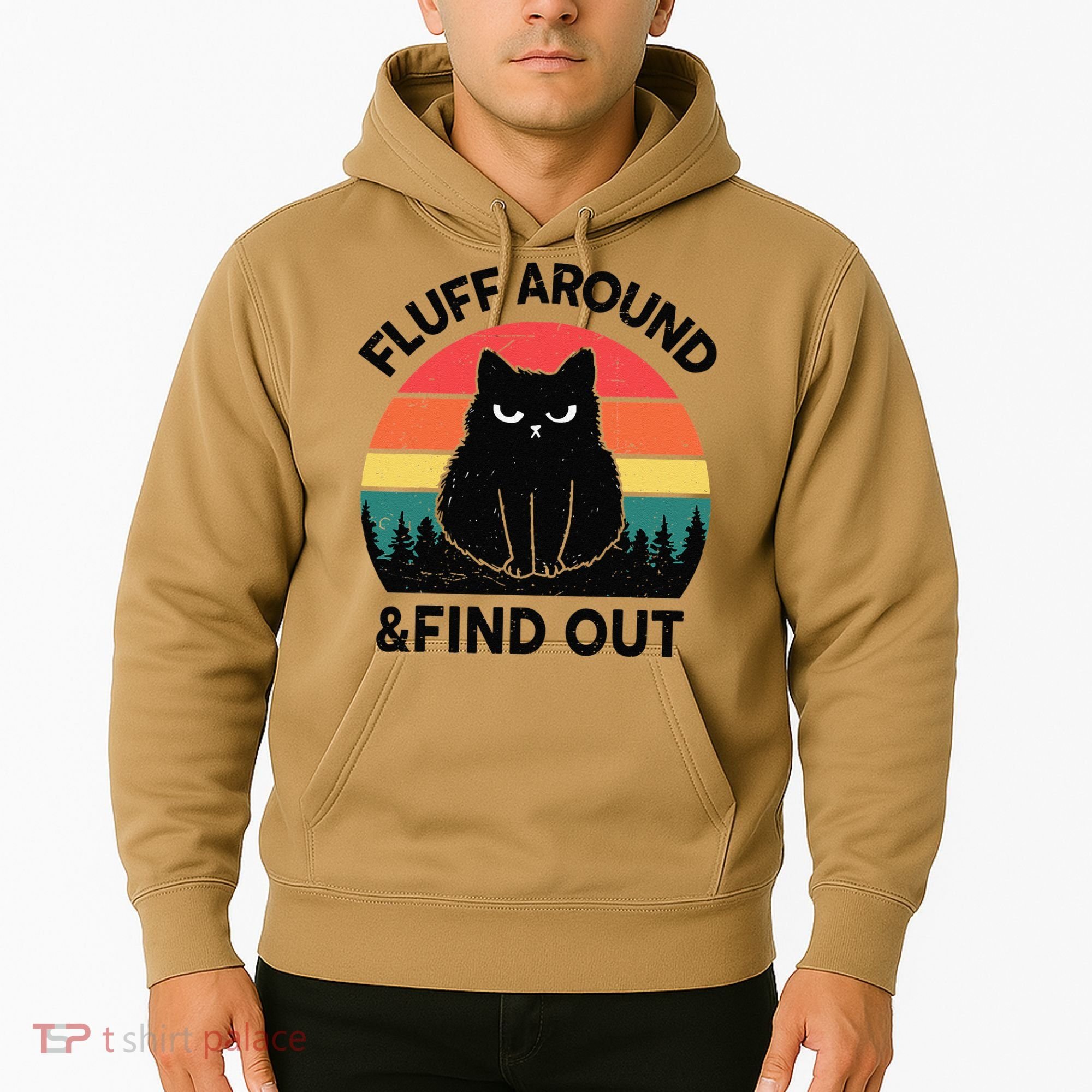 Funny Fluff Around Find Out Humor Sarcastic Black Cat Hoodie