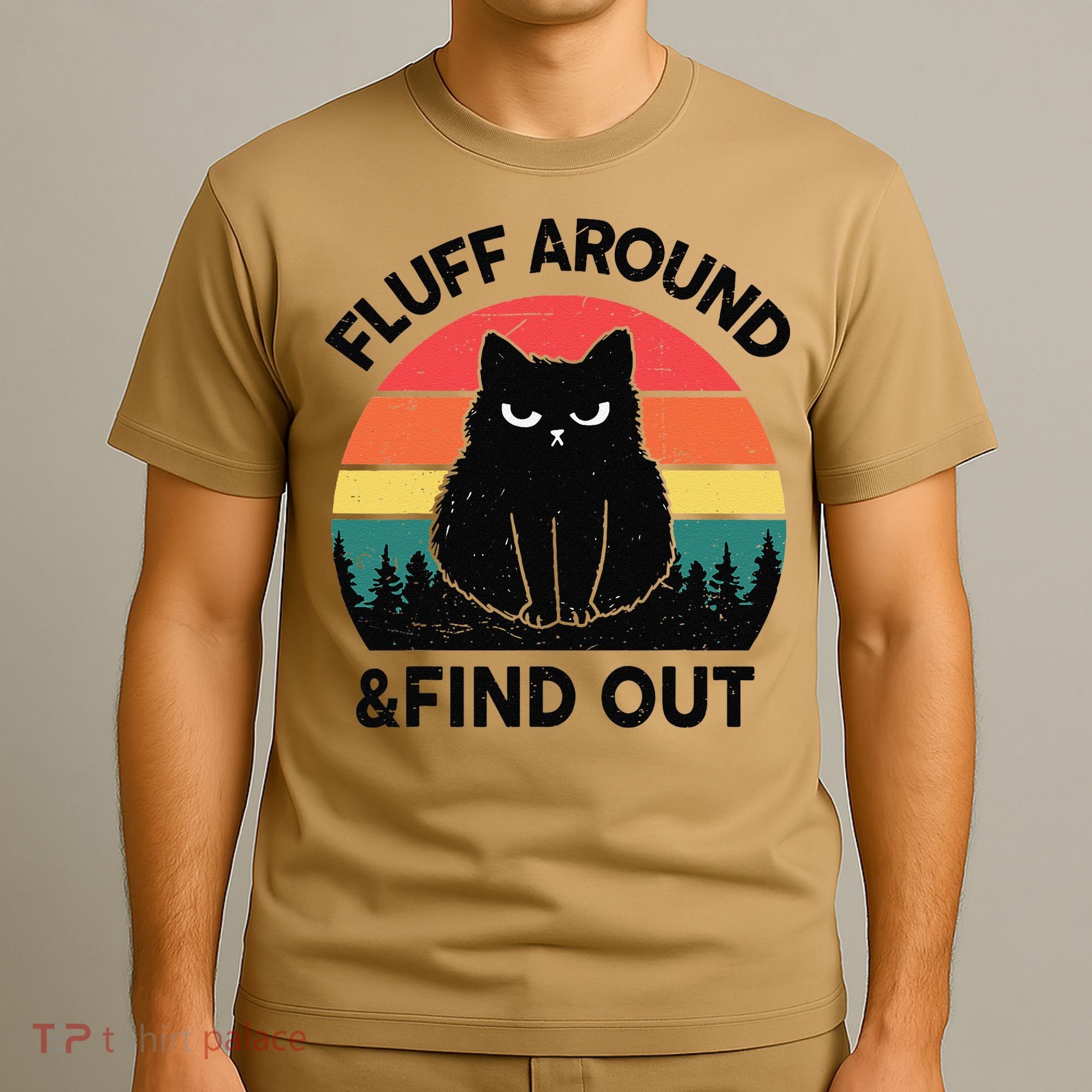 Funny Fluff Around Find Out Humor Sarcastic Black Cat T-Shirt