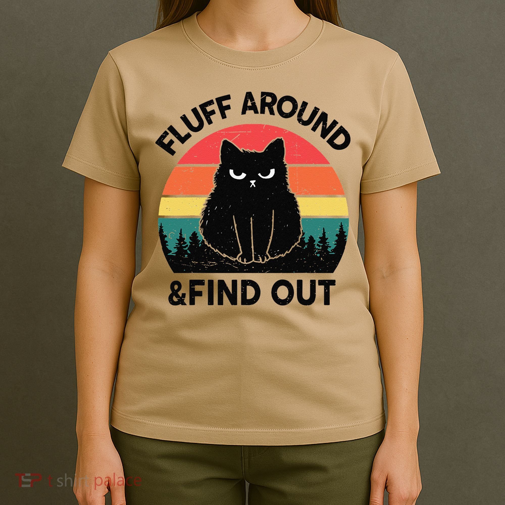 Funny Fluff Around Find Out Humor Sarcastic Black Cat T-Shirt