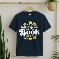 Fall For A Great Book Reading Librarian Autumn Teacher T-Shirt thumb 2