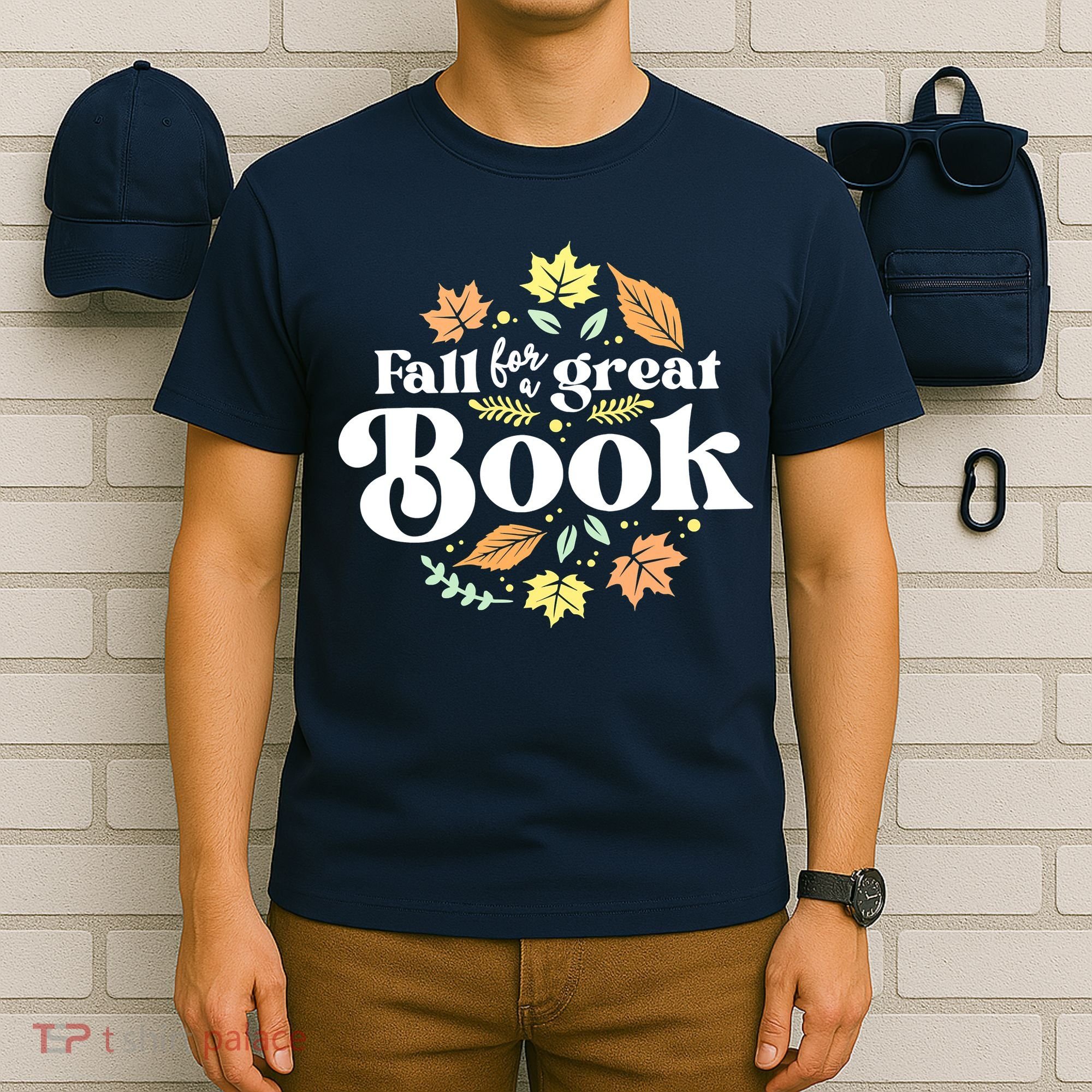 Fall For A Great Book Reading Librarian Autumn Teacher T-Shirt