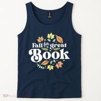 Fall For A Great Book Reading Librarian Autumn Teacher Tank Top thumb 2