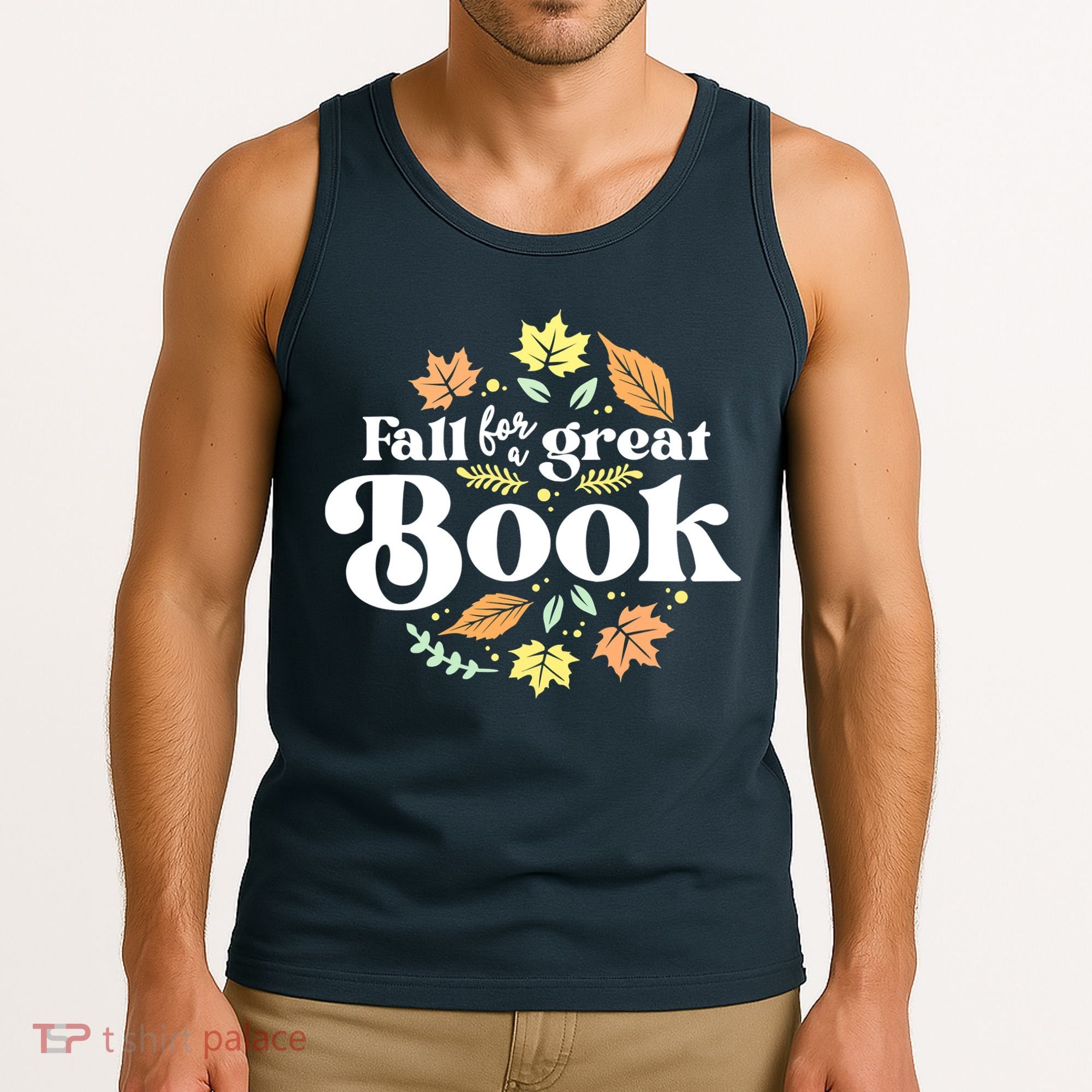 Fall For A Great Book Reading Librarian Autumn Teacher Tank Top