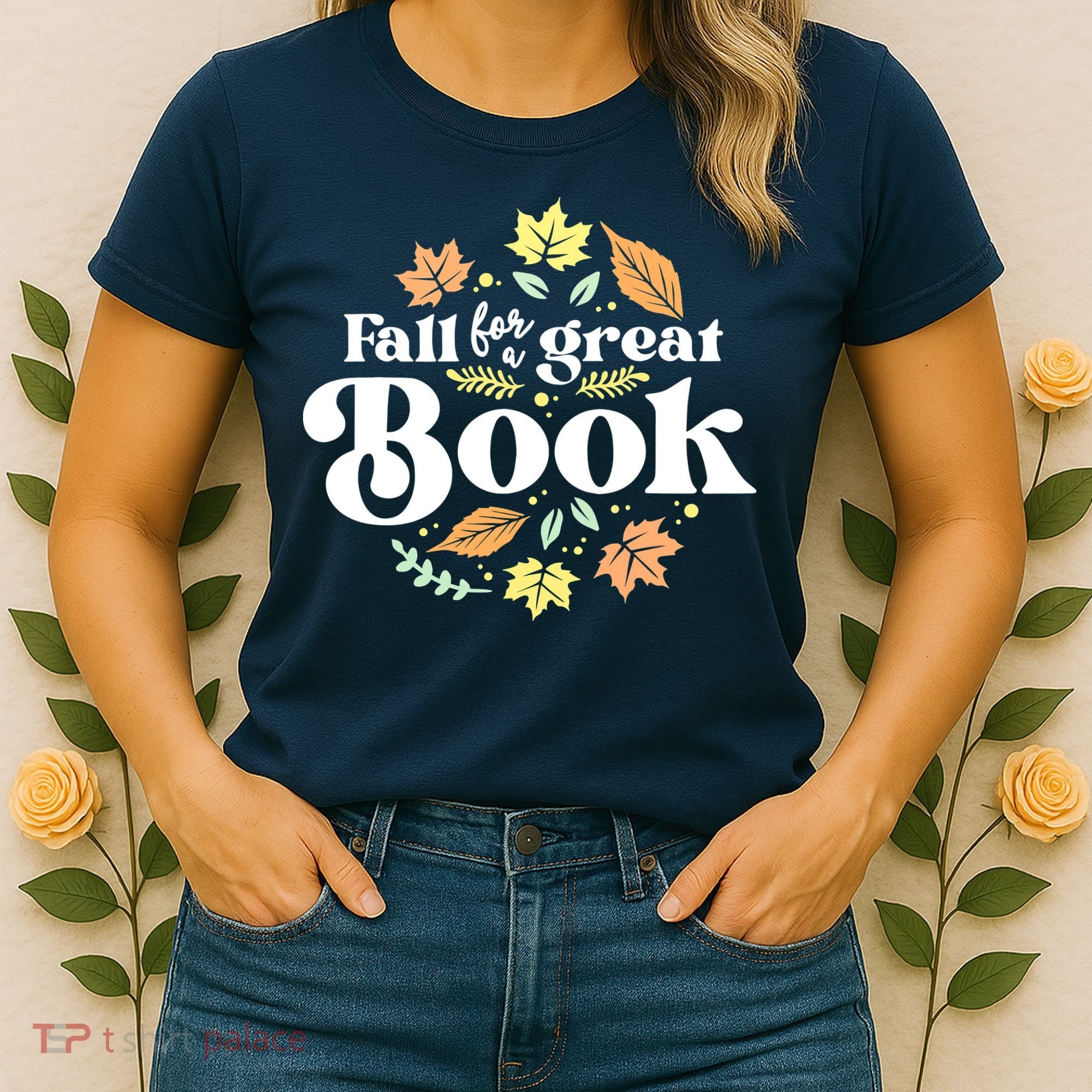 Fall For A Great Book Reading Librarian Autumn Teacher Women's T-Shirt