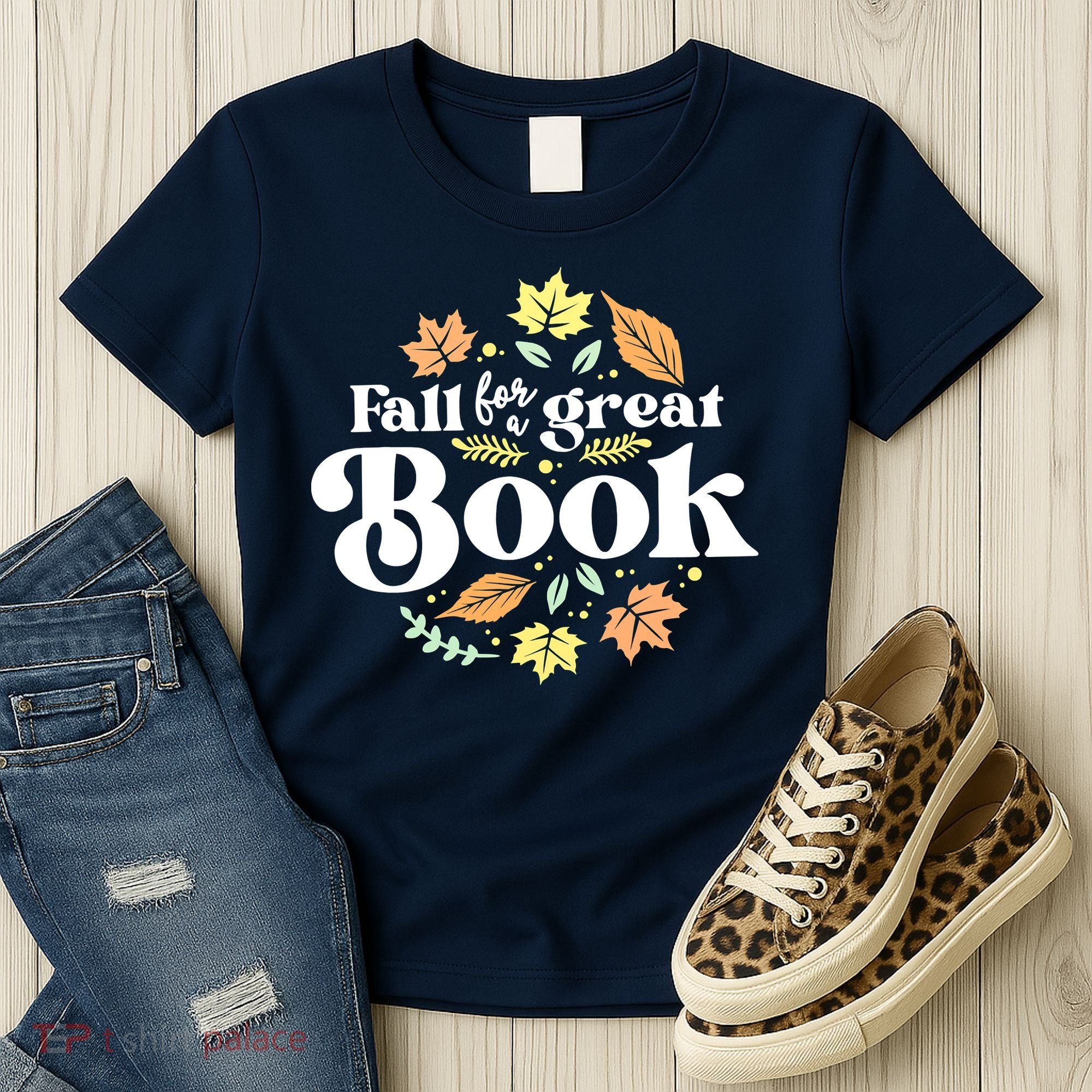 Fall For A Great Book Reading Librarian Autumn Teacher Women's T-Shirt