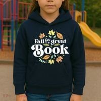 Fall For A Great Book Reading Librarian Autumn Teacher Kids Hoodie thumb 3