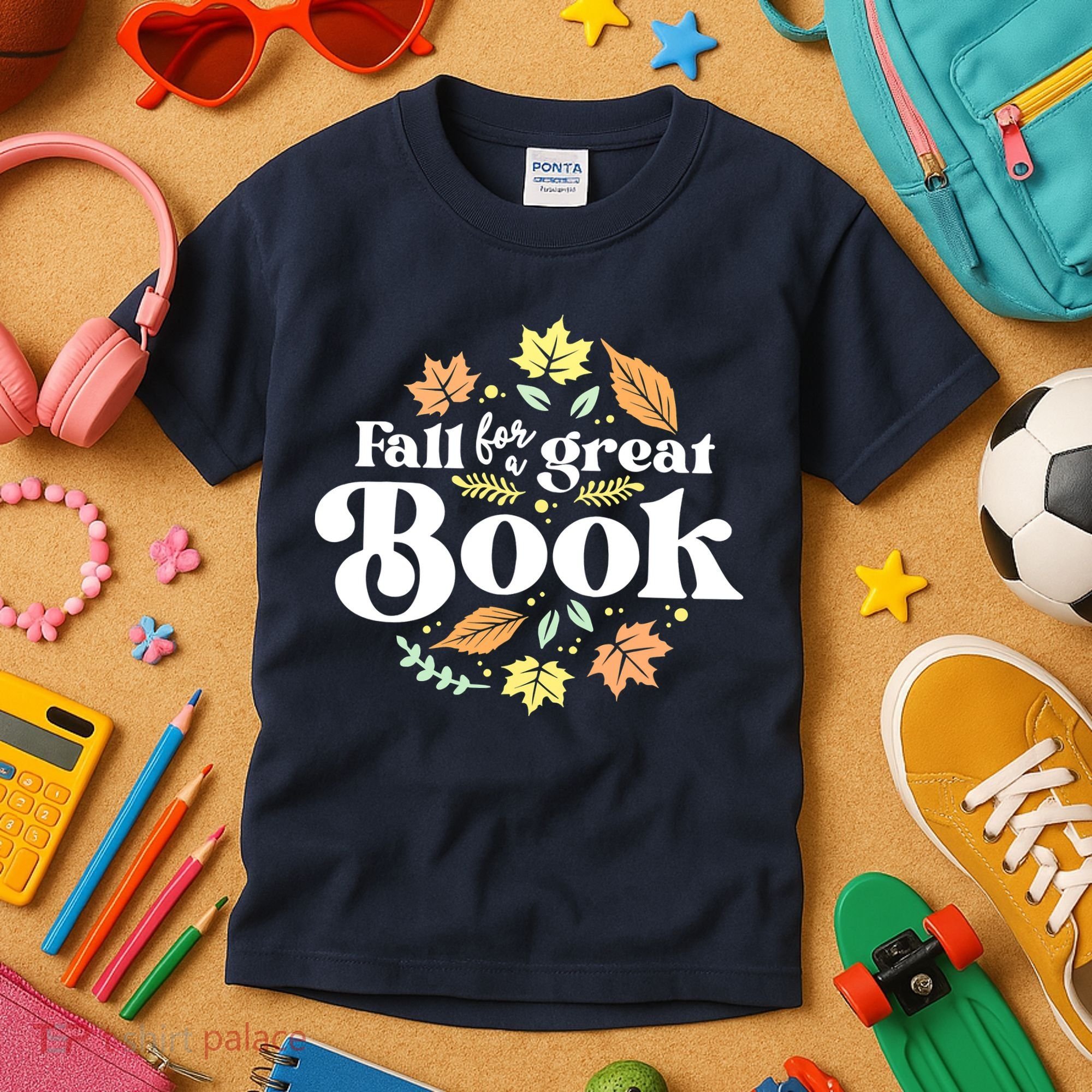 Fall For A Great Book Reading Librarian Autumn Teacher Kids T-Shirt