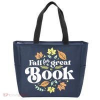 Fall For A Great Book Reading Librarian Autumn Teacher Tote Bag thumb 0