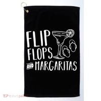 Flip Flops And Margaritas Funny Beach Summer Vacation Cool Gift Golf Towel thumb 0
