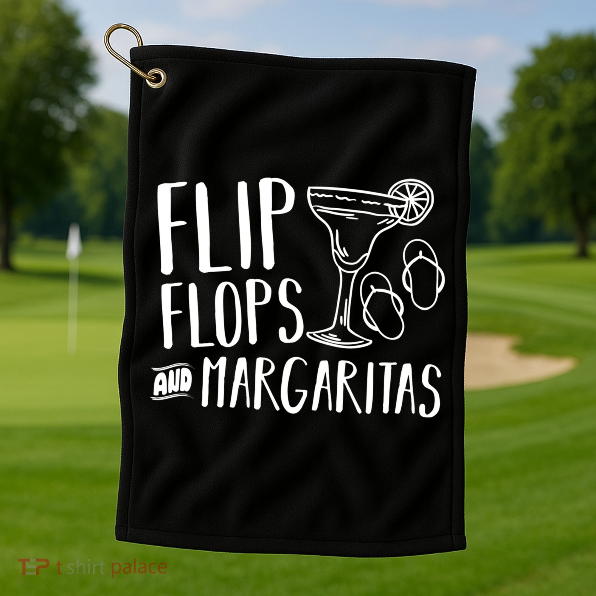 Flip Flops And Margaritas Funny Beach Summer Vacation Cool Gift Golf Towel