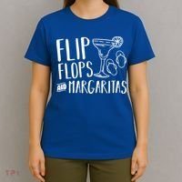 Flip Flops And Margaritas Funny Beach Summer Vacation Cool Gift T-Shirt thumb 4
