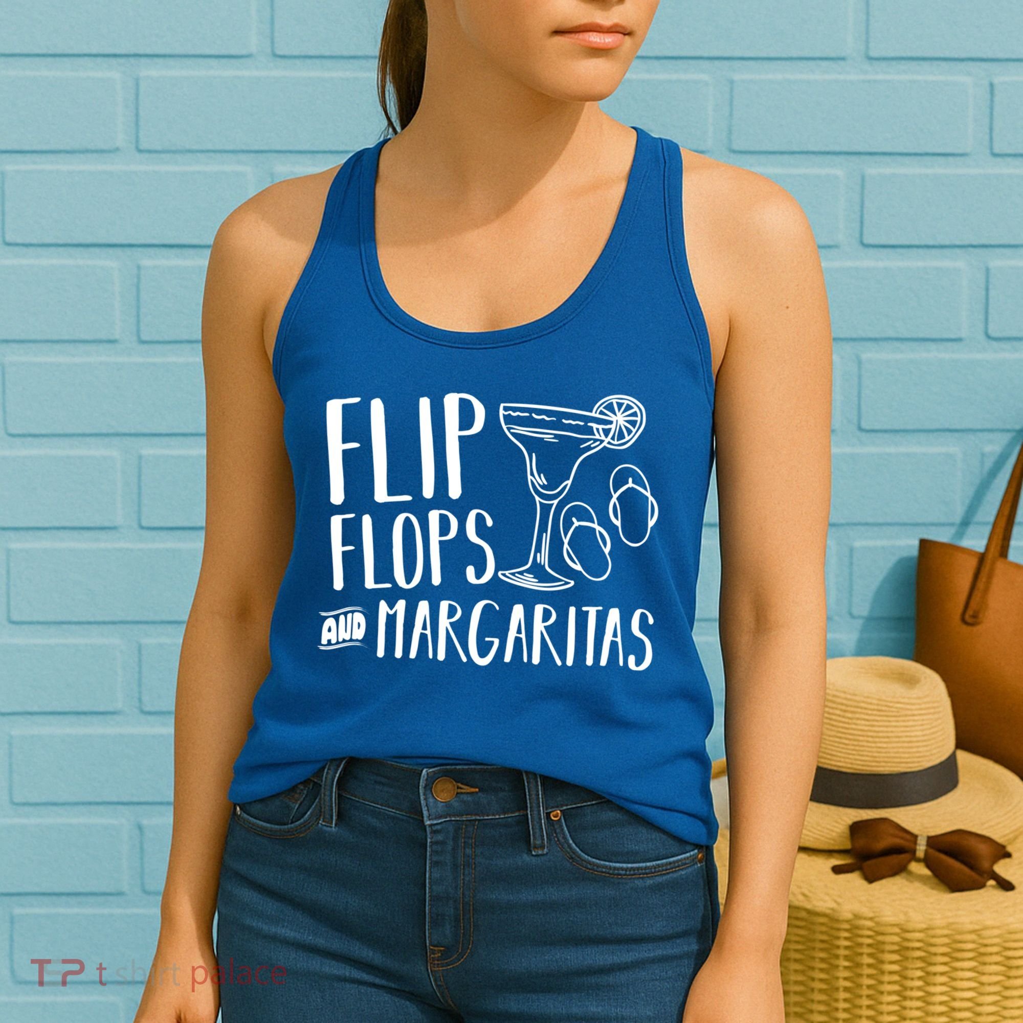 Flip Flops And Margaritas Funny Beach Summer Vacation Cool Gift Women's Tank Top