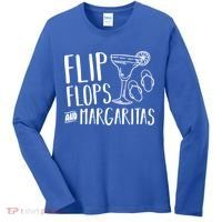 Flip Flops And Margaritas Funny Beach Summer Vacation Cool Gift Women's Long Sleeve Shirt thumb 0