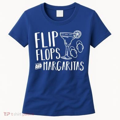 Flip Flops And Margaritas Funny Beach Summer Vacation Cool Gift Women's T-Shirt