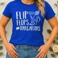 Flip Flops And Margaritas Funny Beach Summer Vacation Cool Gift Women's T-Shirt thumb 2