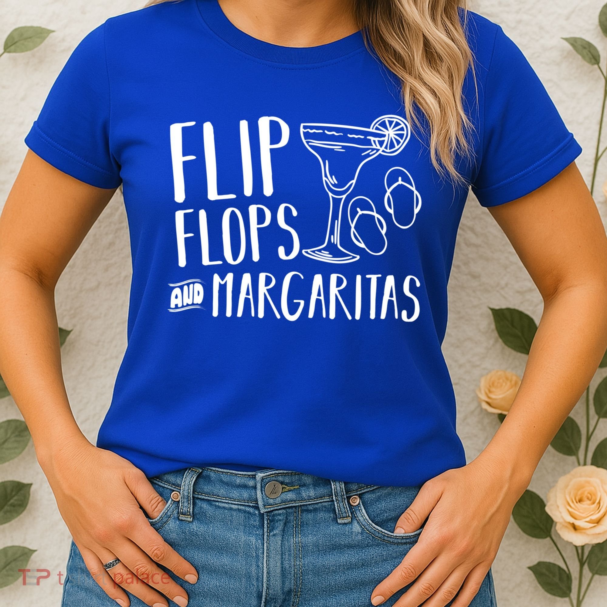 Flip Flops And Margaritas Funny Beach Summer Vacation Cool Gift Women's T-Shirt