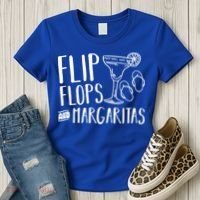 Flip Flops And Margaritas Funny Beach Summer Vacation Cool Gift Women's T-Shirt thumb 3