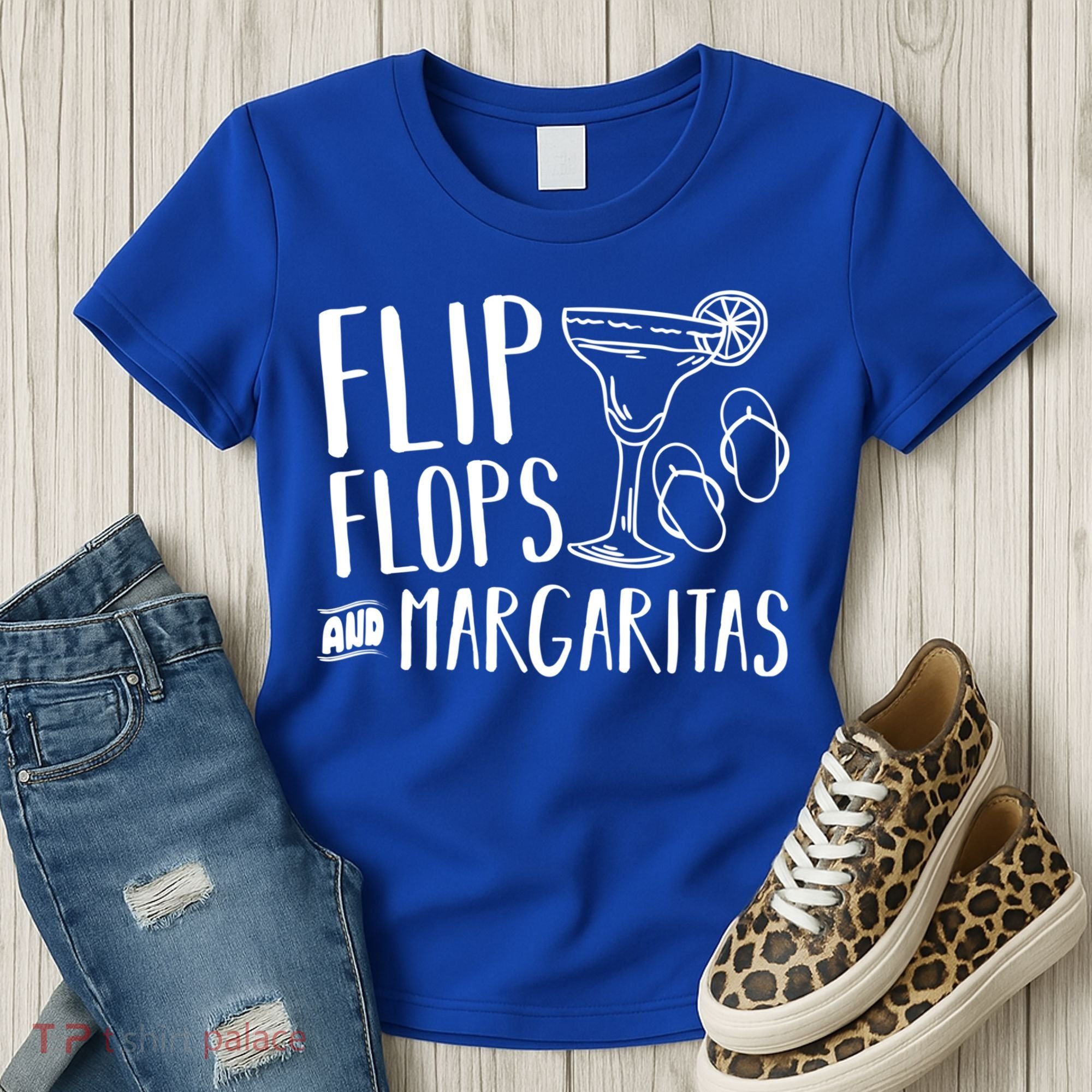 Flip Flops And Margaritas Funny Beach Summer Vacation Cool Gift Women's T-Shirt