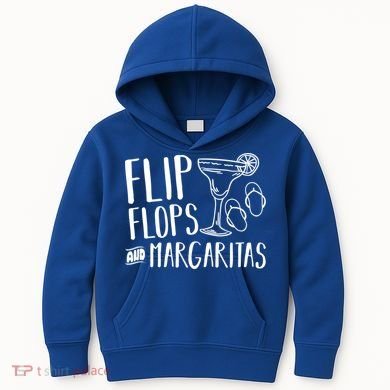Flip Flops And Margaritas Funny Beach Summer Vacation Cool Gift Kids Hoodie