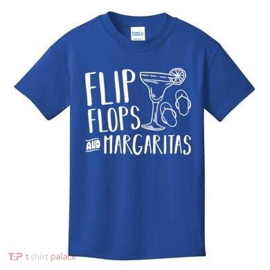 Flip Flops And Margaritas Funny Beach Summer Vacation Cool Gift Kids T-Shirt