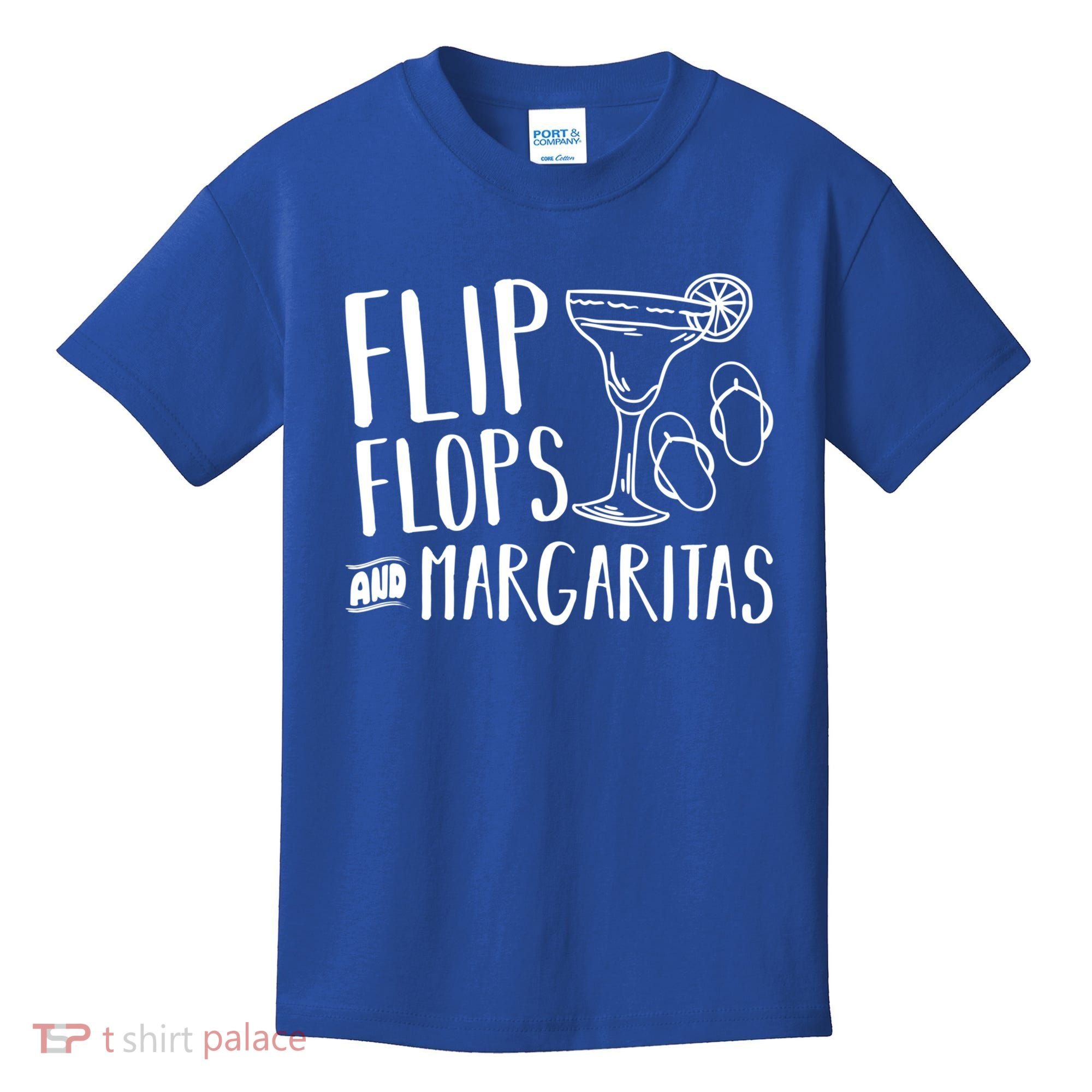 Flip Flops And Margaritas Funny Beach Summer Vacation Cool Gift Kids T-Shirt