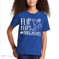Flip Flops And Margaritas Funny Beach Summer Vacation Cool Gift Kids T-Shirt thumb 2
