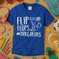 Flip Flops And Margaritas Funny Beach Summer Vacation Cool Gift Kids T-Shirt thumb 3